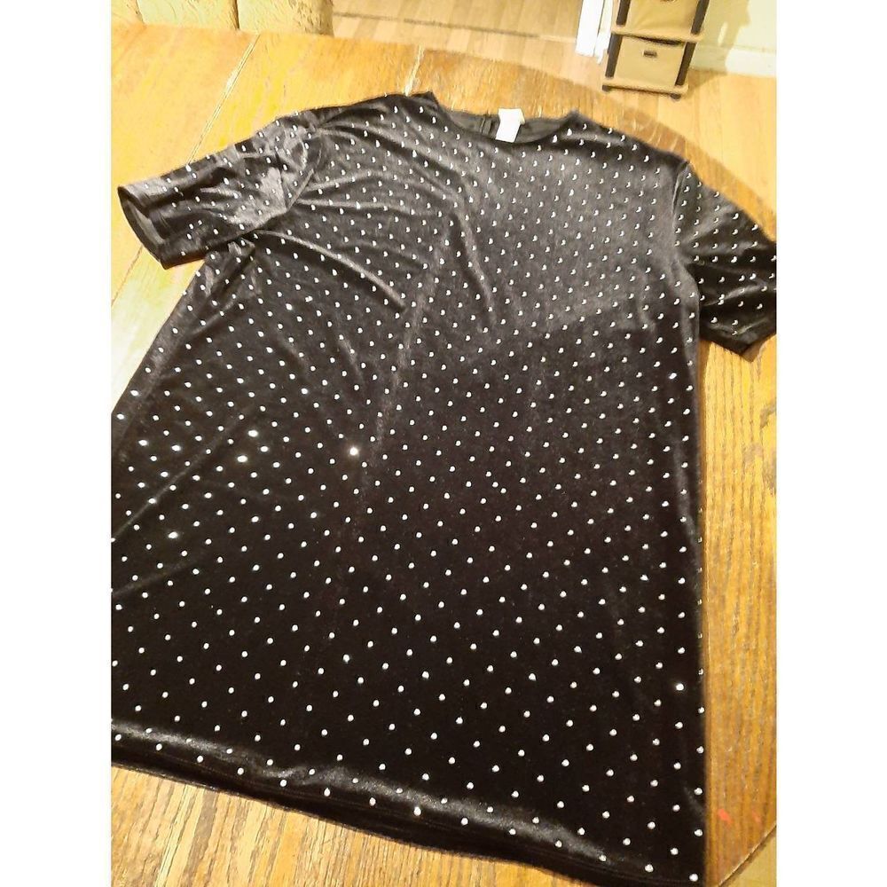 Large H&M Black Short Sleeve Silver Embellished Rear Zip Dress Special Occasion